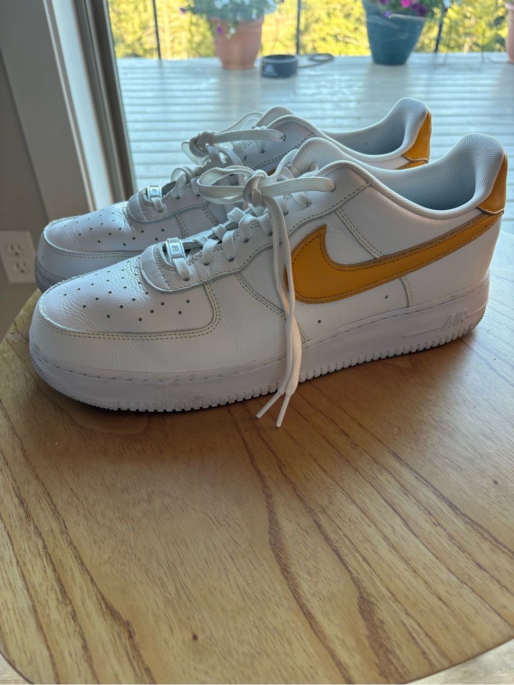 Nike White Low-Top Sneakers with Yellow Swoosh